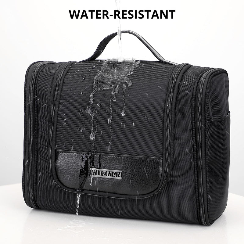 WITZMAN Toiletry Bag for Men Nylon Hanging Water-resistant Shaving Dopp Kit | With Dry-wet Separation Pocket, Multi-pockets for Organized Storage, Lightweight, For Travel, Bathroom, B690 Black