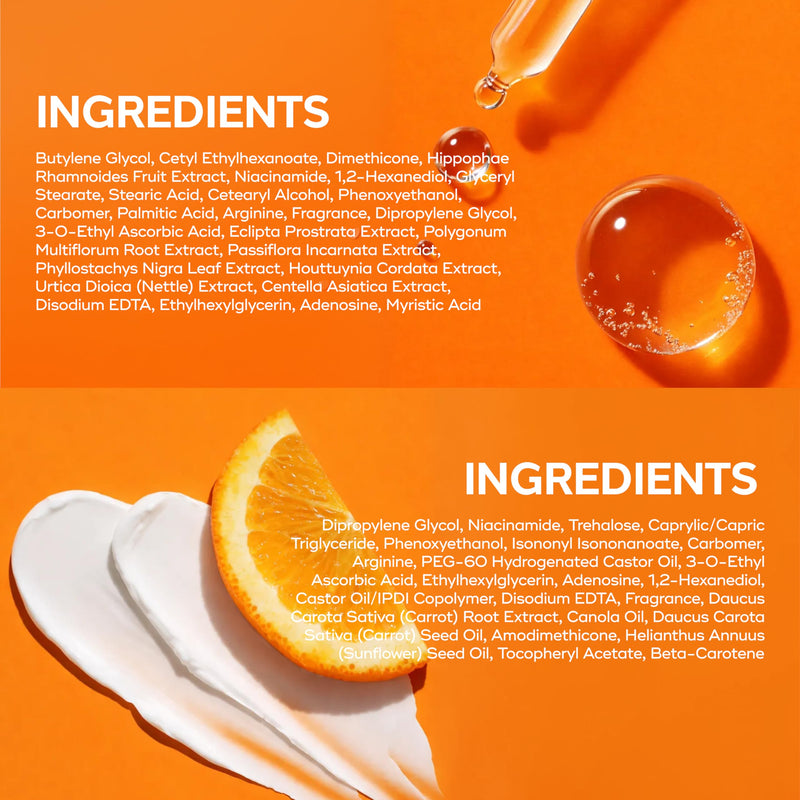 Vitamin C Serum & Cream Duo Set – Dermatologist Tested, Anti Aging Korean Skin Care – Hydrates, Smooths Fine Lines, Supports Collagen Production - Vegan, Clean Beauty Vitamin C Serum and Cream
