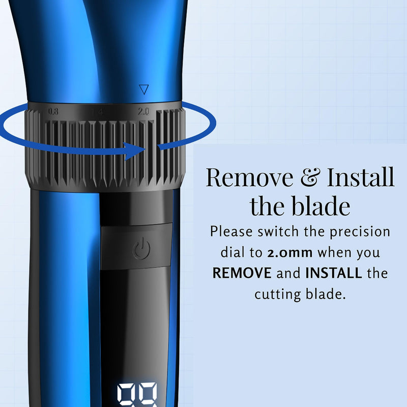 [Australia] - BarberBoss Wireless Self-Sharpening Waterproof Beard and Hair Trimmer with Ceramic Blades, LED Display, Fast Charging and 8 Color Comb Attachments QR-2082 