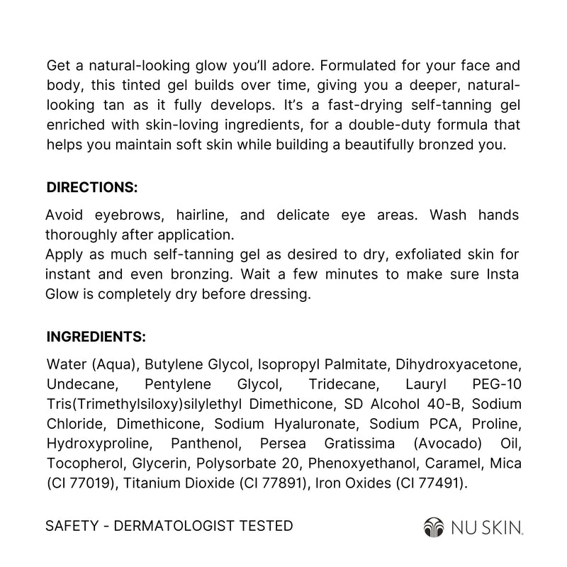 [Australia] - Nu Skin Sunright Insta Glow Self Tanner Gel | 4.2 oz | Summer Tan | Face & Body Bronzer | Beauty & Skin Care | Vitamin E & Avocado Oil & Amino Acids 4.2 Fl Oz (Pack of 1) 