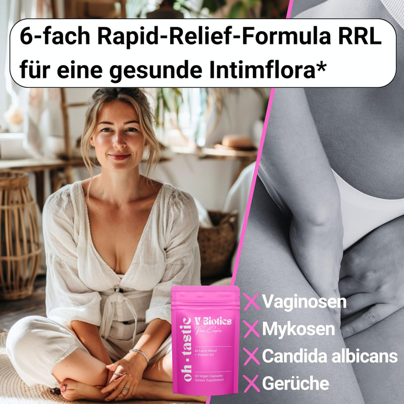 [Australia] - V-Biotics Vaginal Probiotics - lactic acid bacteria & vitamin B3 for the vagina *, build up vaginal flora, lactic acid treatment against bacterial vaginosis & vaginal fungus - 1 billion CFU/g (60 capsules) - ohtastic 