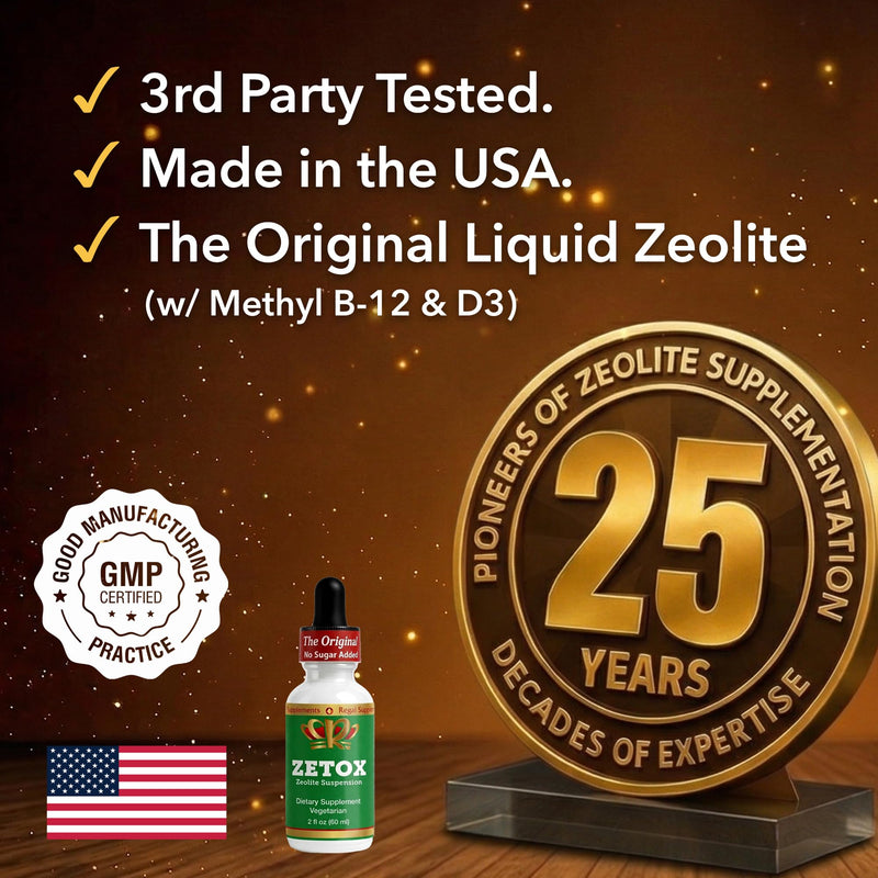 ZETOX | Zeolite Detox for Kids and Adults | Enhanced with Methyl Vitamin B12 and D3 | Premium Grade Liquid Clinoptilolite Zeolite Drops | Supports Gentle Daily Detox, Energy, and Focus (60 Servings) 2 Fl Oz (Pack of 1)