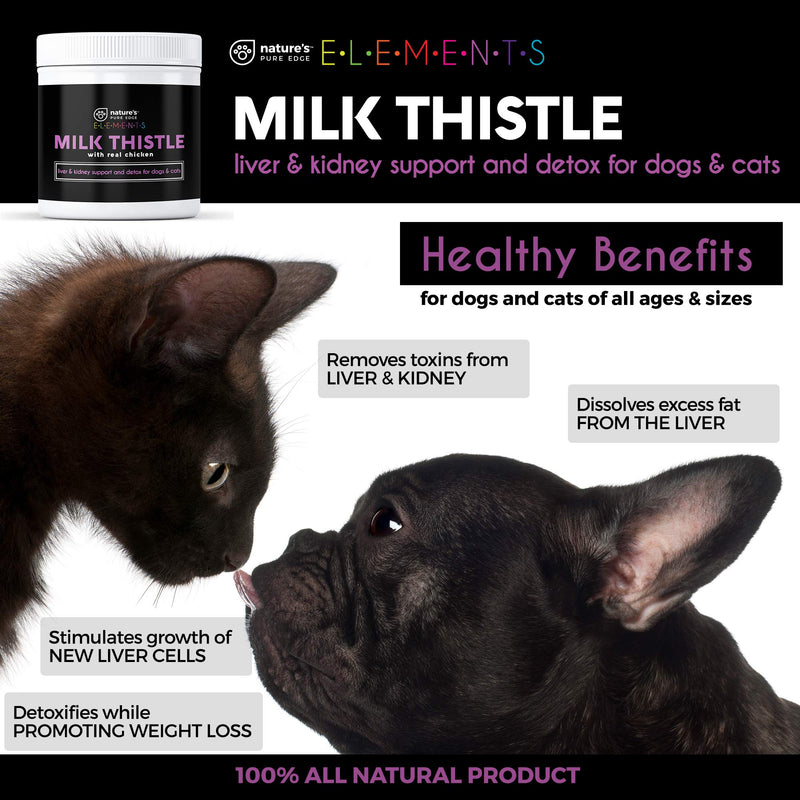 Nature's Pure Edge Milk Thistle Supplement with Real Chicken. Extra Strength Liver and Kidney Detox. Dogs and Cats Love The Taste. Kidney Stone Prevention and Allergy Relief. Large 85 gram jar! - PawsPlanet Australia