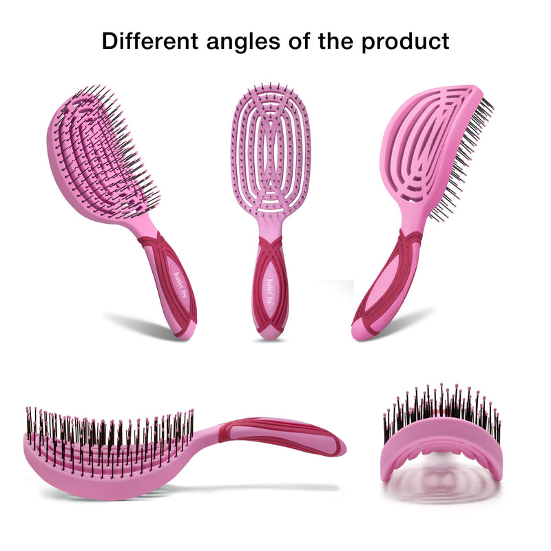 [Australia] - NuWay 4HAIR DoubleC PRO U.S. Patented Double Curved Detangling Brush is Hair Dryer Safe (Red Violet) Red Violet 