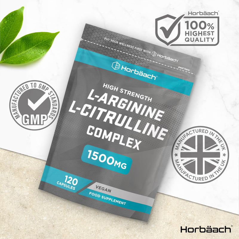 [Australia] - L Arginine Citrulline Capsules High Dose 1500mg | Amino acid complex | 120 vegan capsules | from Horbaach 