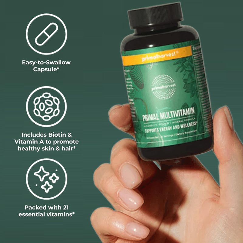 Primal Harvest Multivitamin - Daily Supplement, Gluten & Soy Free 30 Count (Pack of 1)