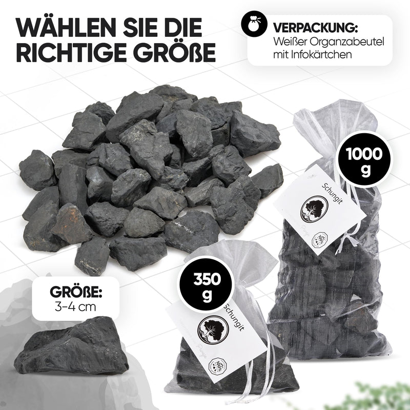 [Australia] - PURAJA Shungite Gemstone Set | Natural premium raw stones | Versatile use as water stones, healing stones, chakra stones | Pure crystals 350g 