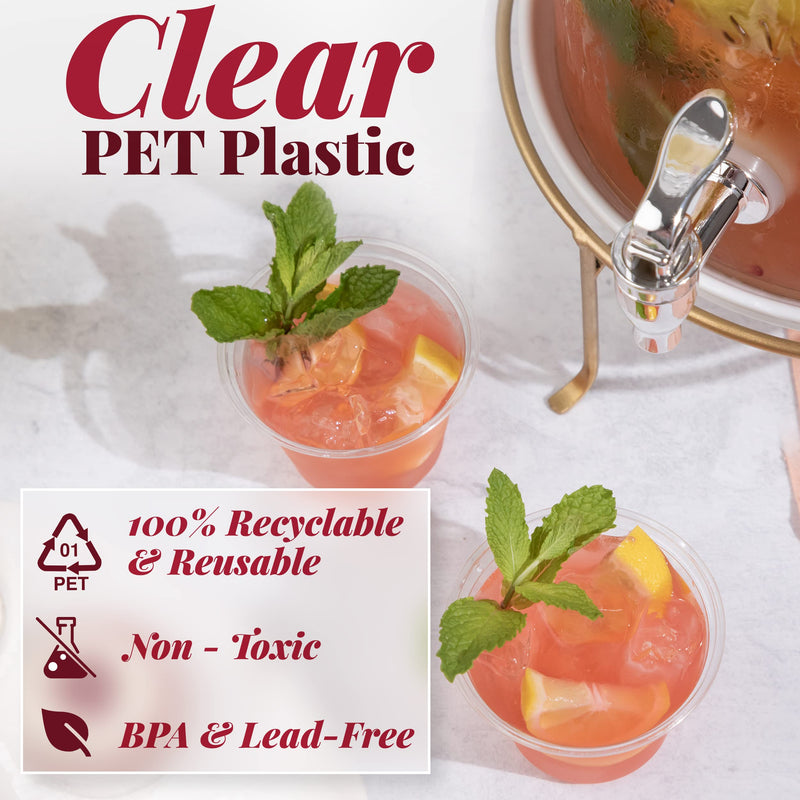 [Australia] - Prestee Clear Plastic Party Cups Disposable - PET Clear Water Plastic Cup Disposable - Plastic Wine Cups - Clear Disposable Cups - Small Cups - Plastic Drinking Cups (50ct 9oz) 50 Count (Pack of 1) 