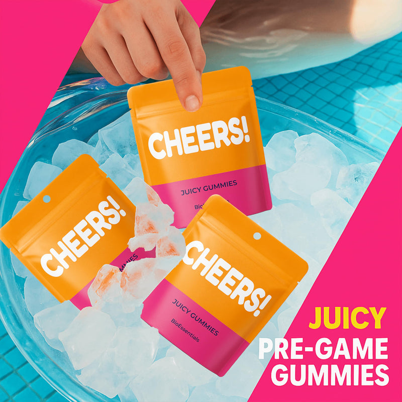 Cheers! Pre-Game – Post-Celebration Recovery Gummies – 910mg DHM & Vitamin C – Liver & Antioxidant Support – Blue Ginger 120mg & Turmeric + B-Complex Zinc – 18 Individual Packs