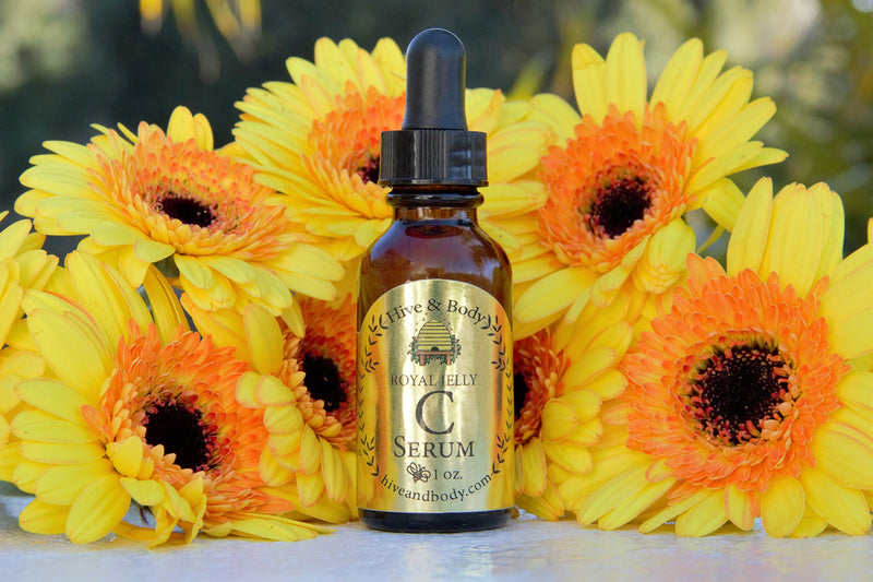 Hive & Body Vitamin C Facial Serum with Royal Jelly, Jojoba Oil, and Propolis Locally Sourced by California Family Owned Bee Farmers with All Natural Ingredients 1 fl oz
