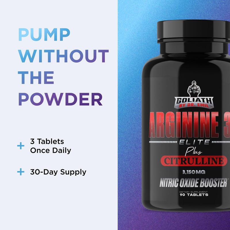 [Australia] - Dr. Emil - Elite L Arginine (3150mg) + L-Citrulline Highest Dose - Nitric Oxide Supplement for Vascularity, Endurance and Heart Health (AAKG and HCL) - 90 Tablets 