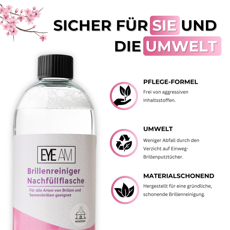 [Australia] - Glasses cleaner refill bottle 750ml | Cleaning for glasses and sunglasses - cleaning glasses has an antistatic effect with an anti-dirt effect - model: (refill bottle 750ml) 750 ml (pack of 1) 