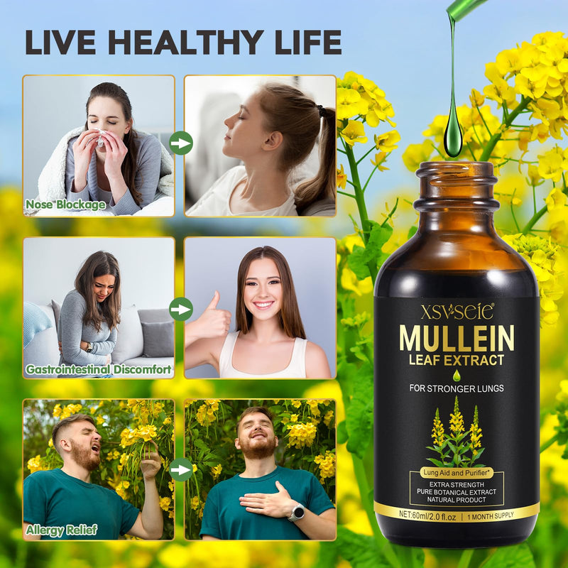 [Australia] - Mullein Leaf Extract, Mullein Leaf Drops, Mullein Drops For Lungs, Natural Mullein Extract, Supports lung cleansing and respiratory function for healthy breathing (1) 1 