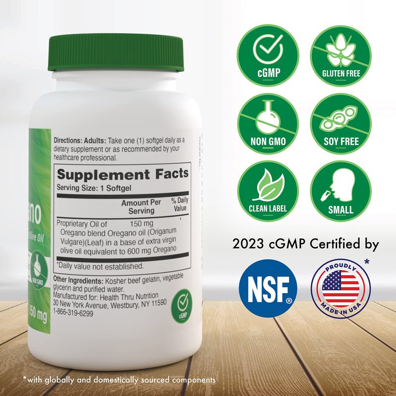 [Australia] - Oil of Oregano 120 Mini-Softgels | Wild Harvested | European 40:1 Origanum Vulgare Equivalent to 600mg Oregano in Extra Virgin Olive Oil | Non-GMO Gluten Free | by Health Thru Nutrition (Pack of 120) 120 Count (Pack of 1) 