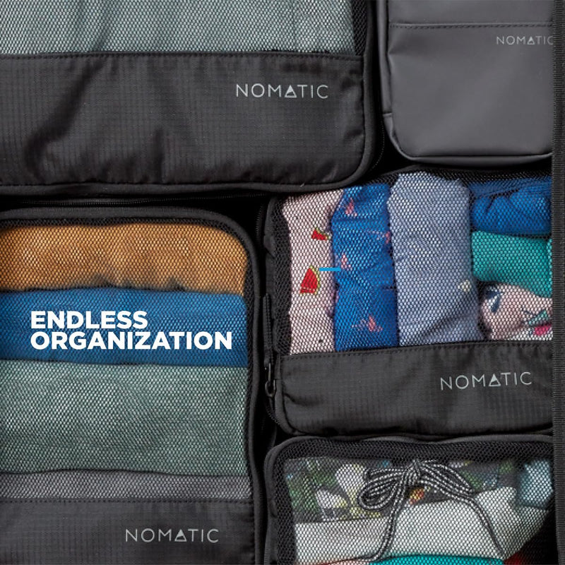NOMATIC Packing Cubes - Compression Packing Cubes For Travel - Large | Compresses Up To 50%, Suitcase, Luggage Organizer, Durable Mesh, Lightweight, Zippered Compression System, Fits Carry-On