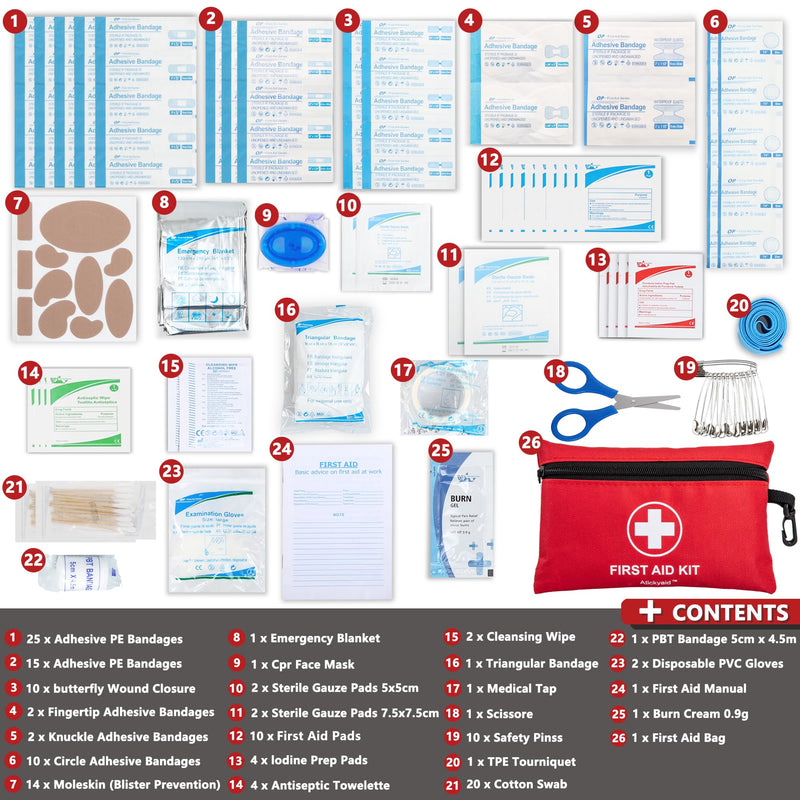 [Australia] - Mini First Aid Kit - 140 Piece Small First Aid Medical Kit for Car, Home, Office, Travel, Camping, Sports, Outdoor, School - Emergency First Aid Supplies and Survival Kit 140 Pieces 