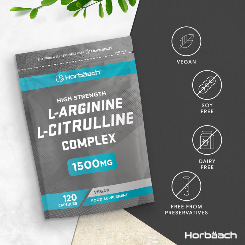 [Australia] - L Arginine Citrulline Capsules High Dose 1500mg | Amino acid complex | 120 vegan capsules | from Horbaach 