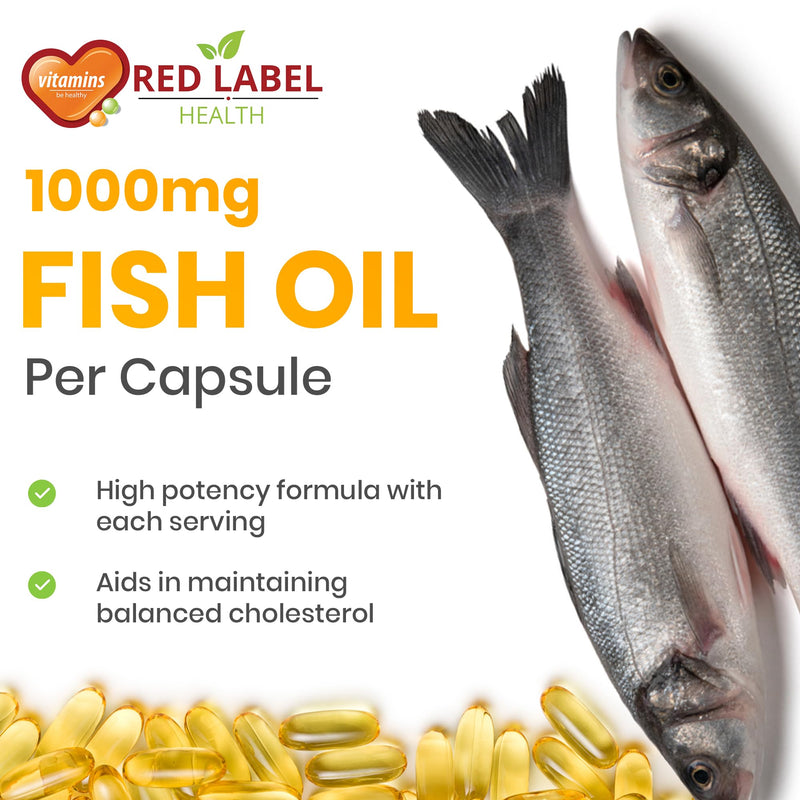 Omega 3 Fish Oil 1000mg, Pack of 60 Soft Gel Capsules (2 Months Supply), Double Strength 180mg EPA and 120mg DHA, Supports Eye, Heart & Brain Health for Men & Women - UK Made 60 count (Pack of 1)