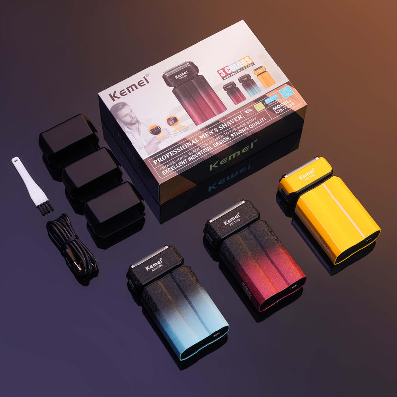 [Australia] - KEMEI Electric Razor for Men,Shavers,Foil Shaver,Mens Electric Razors for Shaving Face/Beard, Men's Electric Shavers,Cordless,USB-C Fast Rechargeable,Close Shave,Travel/Home/Barber,KEMEI T396 Yellow 