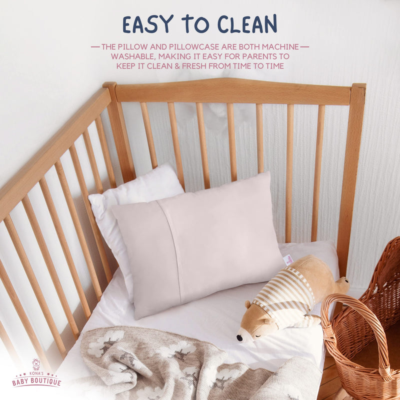 [Australia] - Pink - Kona's Perfect Toddler Pillow with Softest Toddler Pillowcase - 13 x 18 inch Toddler Pillow - Toddler Pillow 2 Year Old, Toddler Pillow for 3 Year Old Pink 