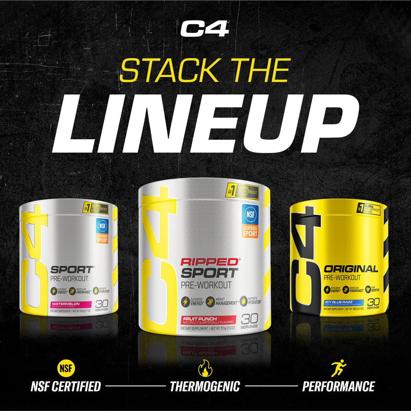[Australia] - C4 Ripped Sport Pre Workout Powder Fruit Punch - NSF Certified for Sport + Sugar Free Preworkout Energy Supplement for Men & Women | 135mg Caffeine | 30 Servings 