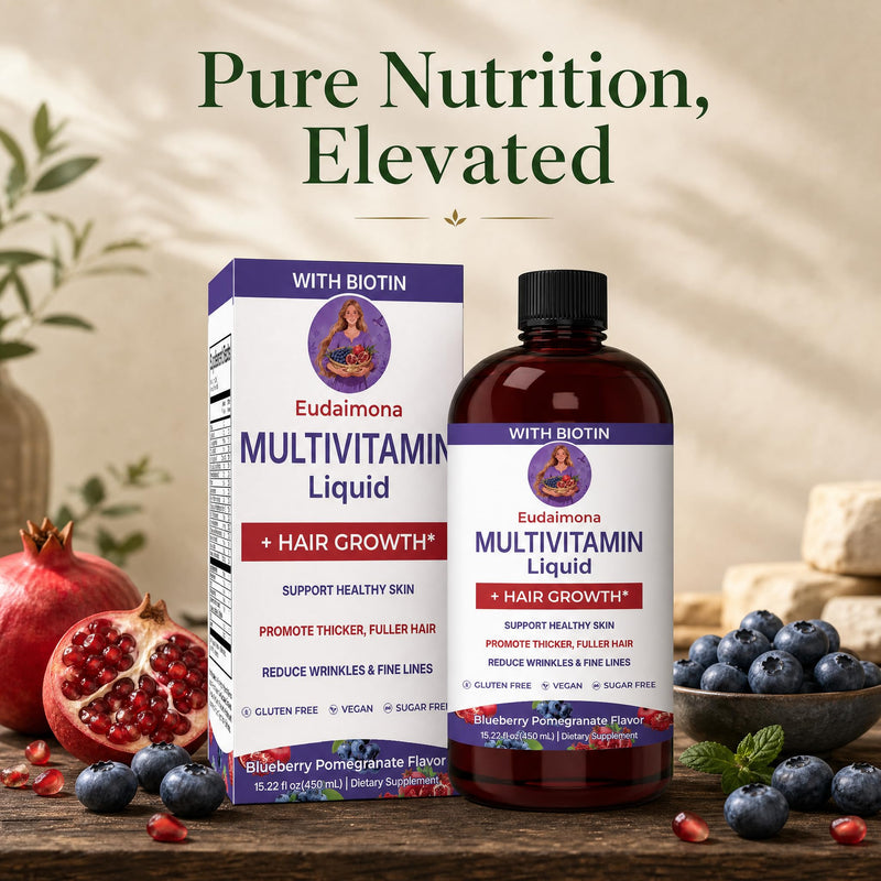 Liquid Multivitamin + Hair Growth | Biotin 10000mcg | Support Healthy Skin,Promote Thicker Hair,Reduce Wrinkles & Fine Lines, uitable for Ages 18+ | 15.22 Fl Oz