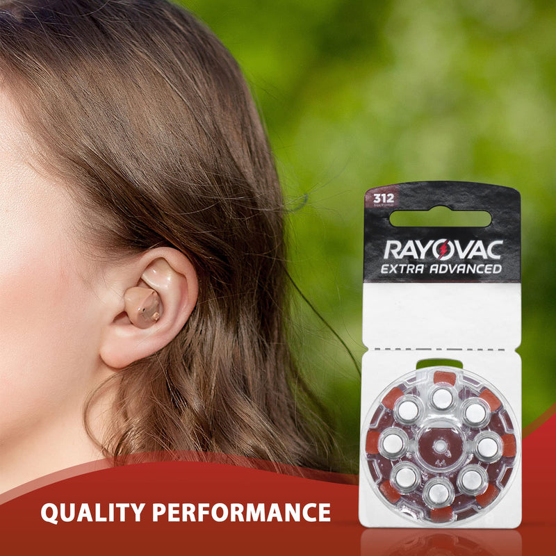 [Australia] - Rayovac Hearing aid Batteries Size 312, 80 Extra Advanced Mercury-Free Batteries with Battery Caddy 80 Batteries 