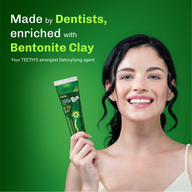 [Australia] - Bentodent Fluoride Free Remineralizing Calcium Bentonite Clay Natural Toothpaste-Certified Organic Ingredients-SLS Free,Vegan, Sensitive and Teeth Whitening - Adult & Kids (Betel Leaf) 