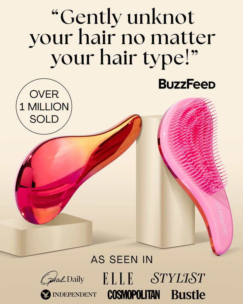 Lily England Detangler Brush & Comb Set - Lightweight Wide Tooth Detangling Tool for Women & Kids - Smooths Curly, Straight, Dry, Fine, & Thick Hair, Purple Mermaid 2 Pack