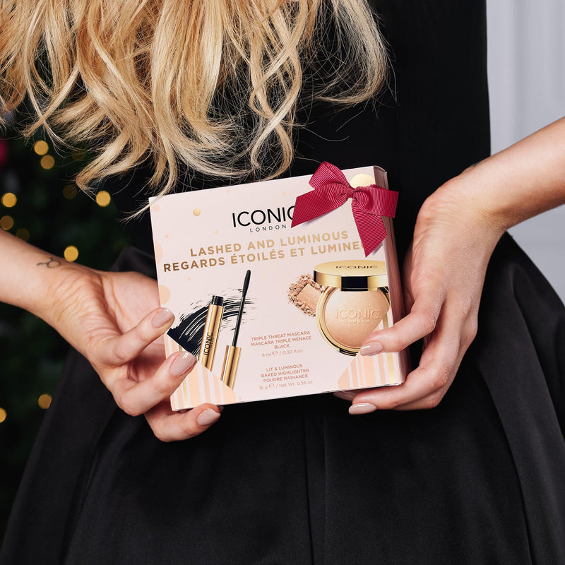 [Australia] - ICONIC LONDON Makeup Set for Natural Glow and Radiant Highlight, Perfect for Stocking Stuffers, Travel-Friendly, Cruelty-Free, Vegan Makeup Lashed and Luminous 
