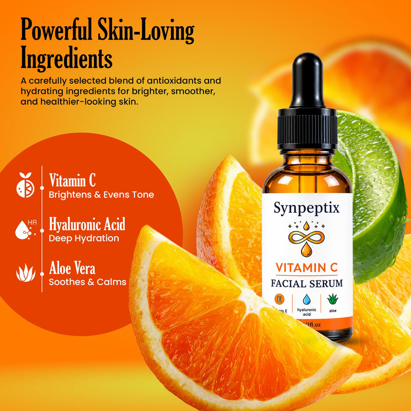 Vitamin C Face Serum with Hyaluronic Acid & Aloe, 1 fl oz | Vitamin C Face Serum with Hyaluronic Acid & Aloe for hydration, smoother-looking skin, and a radiant complexion.