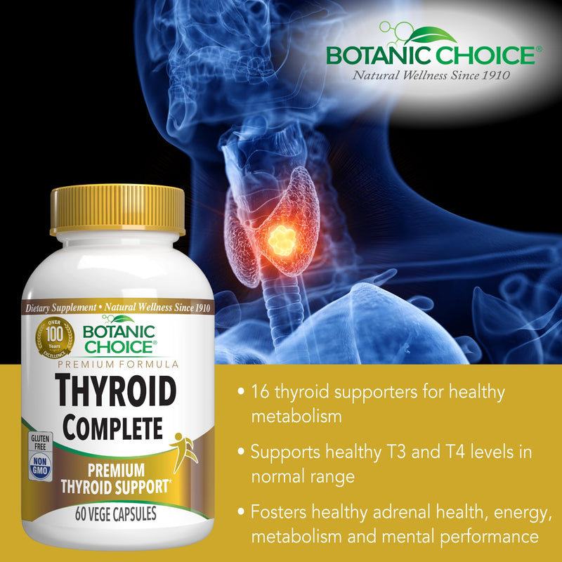 [Australia] - Botanic Choice Thyroid Complete – Thyroid Support with Iodine, Selenium & Zinc for Men & Women – Energy, Hair & Nail Health, Heart Health Support, Hormone Support (60 Capsules) 