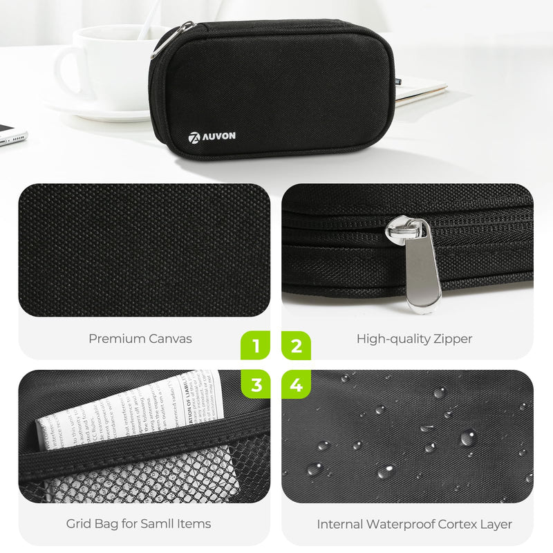 [Australia] - AUVON Canvas Bag Travel Pill Organizer 2 Times a Day, Large AM/PM Weekly Pill Box 7 Day Pill Case with Portable Zipper Cloth Bag for Holding Supplements, Vitamins and Fish Oils Black 