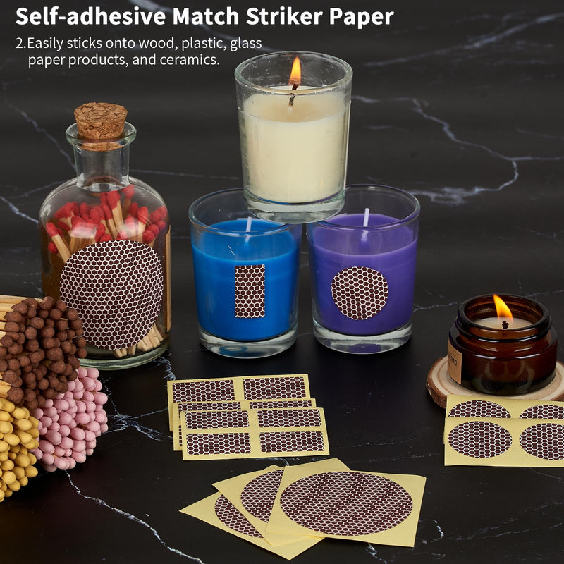 [Australia] - 60 Pcs Match Striker Paper with Adhesive, 3 Sizes of Matches Sticker Striker for Match Holder, Matches for Candles, Matches Box Bulk, Matches in A Jar With Striker, Decorative Match Cloche 