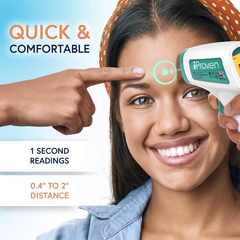 [Australia] - Infrared Forehead Thermometer for Adults and Infants, FSA HSA Eligible, Touchless iProven Thermometer, 1sec Instant Accurate Readings, 3 in 1 Thermometer with Fever Alarm, Silent & Memory Mode Green 