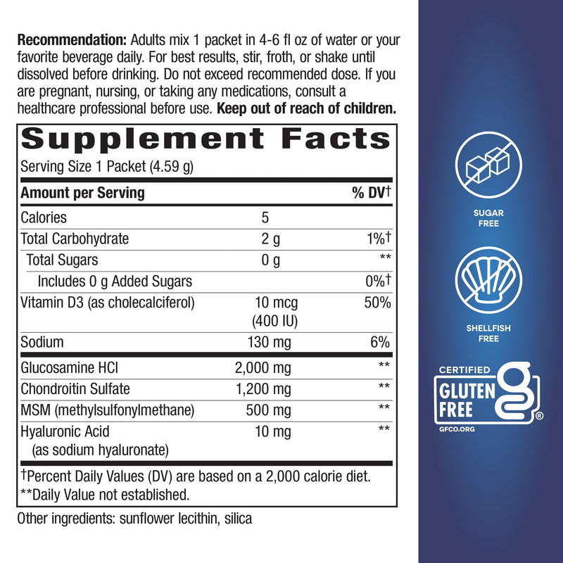 Nature's Way Joint Movement Glucosamine Drink Mix, Chondroitin, 30 ct | Ultra-Strength Formula with MSM, Hyaluronic Acid, and Vitamin D3 for Bone Support and Muscle Function*; Unflavored, No Sugar 4.8 Ounce (Pack of 1)