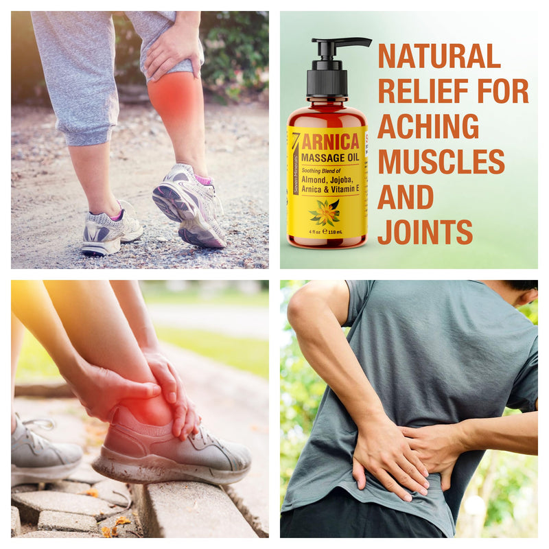 [Australia] - Seven Minerals Arnica Sore Muscle Massage Oil for Massage Therapy - 4 oz - Ideal for Professional or at-Home Body Massage. 4 Fl Oz (Pack of 1) 