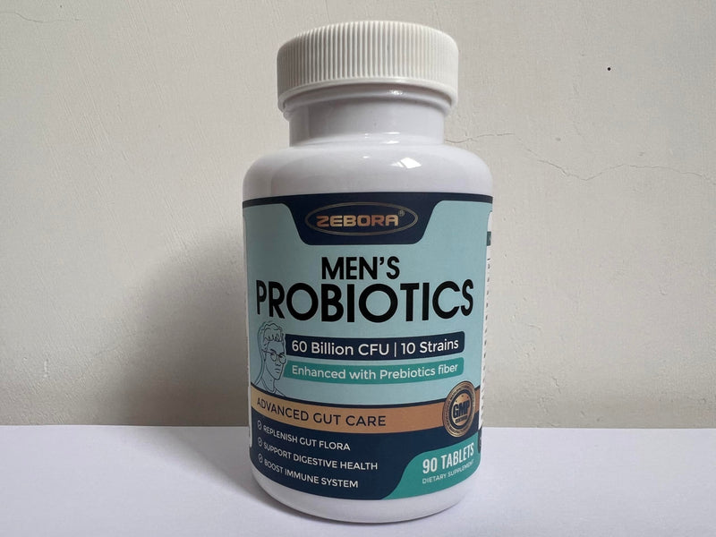 [Australia] - Probiotics for Men, Probiotics and Prebiotics for Digestive Health, 90 Tablets, 60 Billion CFUs for Immune and Gut Health, 10 Strains, Hypoallergenic Probiotics, Shelf Stable, Gluten & Soy Free 