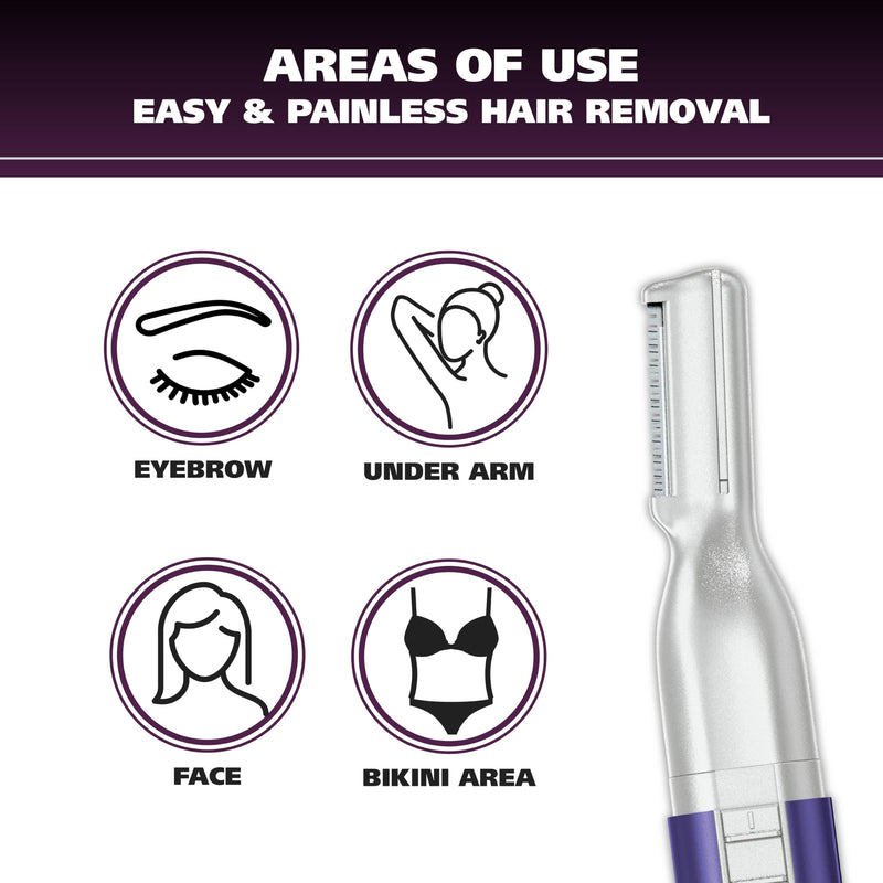[Australia] - Wahl Clean & Confident Female Battery Pen Trimmer with Rinseable Blades for Eyebrows, Facial Hair, & Light Grooming- Hygienic Grooming & Easy Cleaning with Battery Included - Model 5640-100 