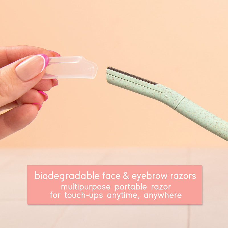 TADA Natural Beauty Biodegradable Dermaplaning Tool 12pk, Face Eyebrow Face Razors, Face Shaver & Exfoliating (Pink) Pink