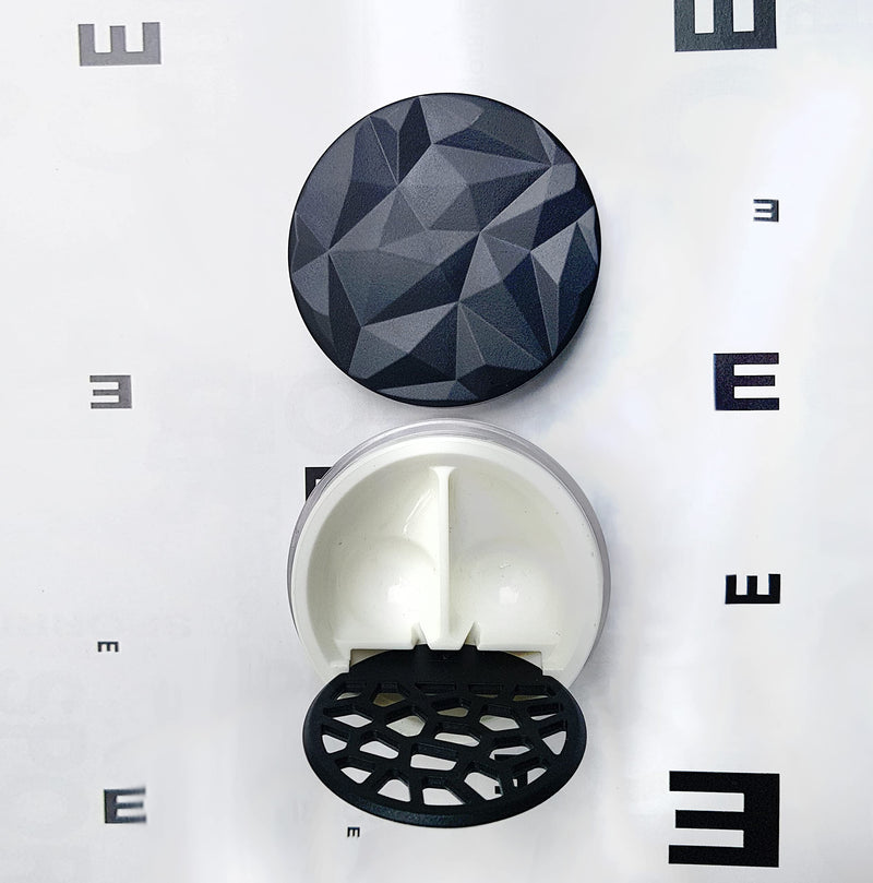 [Australia] - Lensbix contact lens case Geometric. Adult accessory with futuristic 3D lid design. The stylish gift for anyone who likes to wear lenses. (No23 white) No23 White 