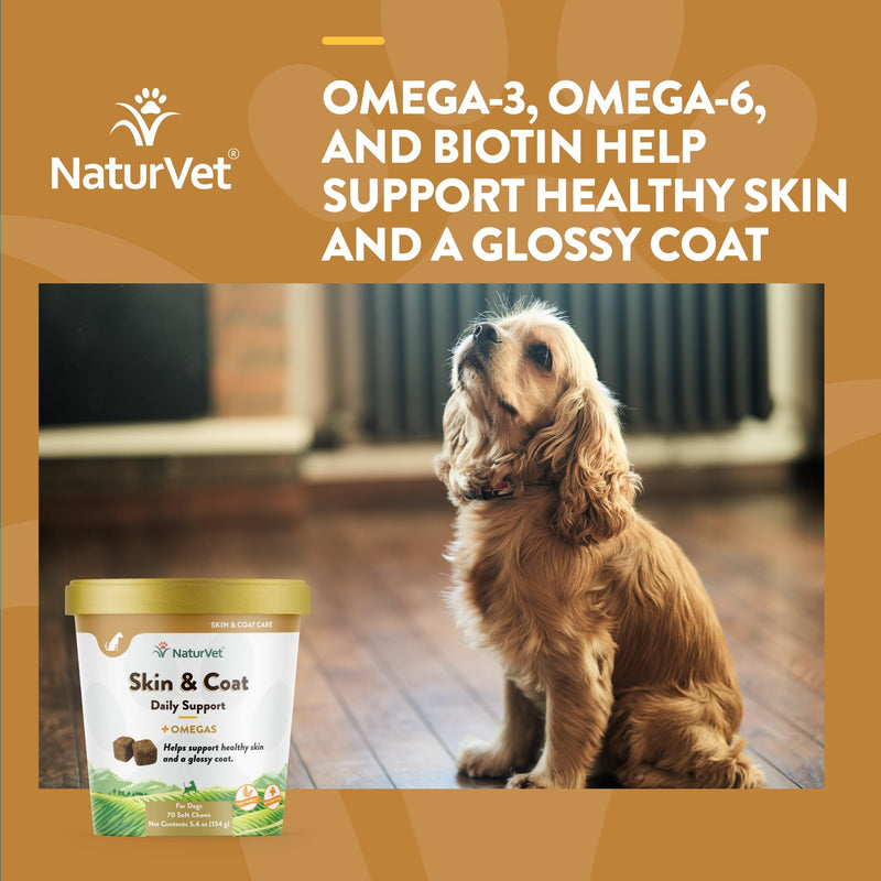 NaturVet Skin and Coat Plus Breath Aid for Dogs, 70 ct Soft Chews, Made in The USA with Globally Source Ingredients - PawsPlanet Australia