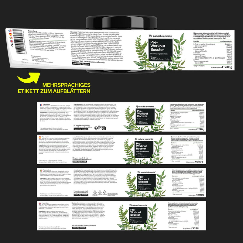 [Australia] - Pre-workout booster with caffeine - blood orange flavor - with amino acids, theanine & EGCG - vegan, high dosage - produced in Germany & laboratory tested 