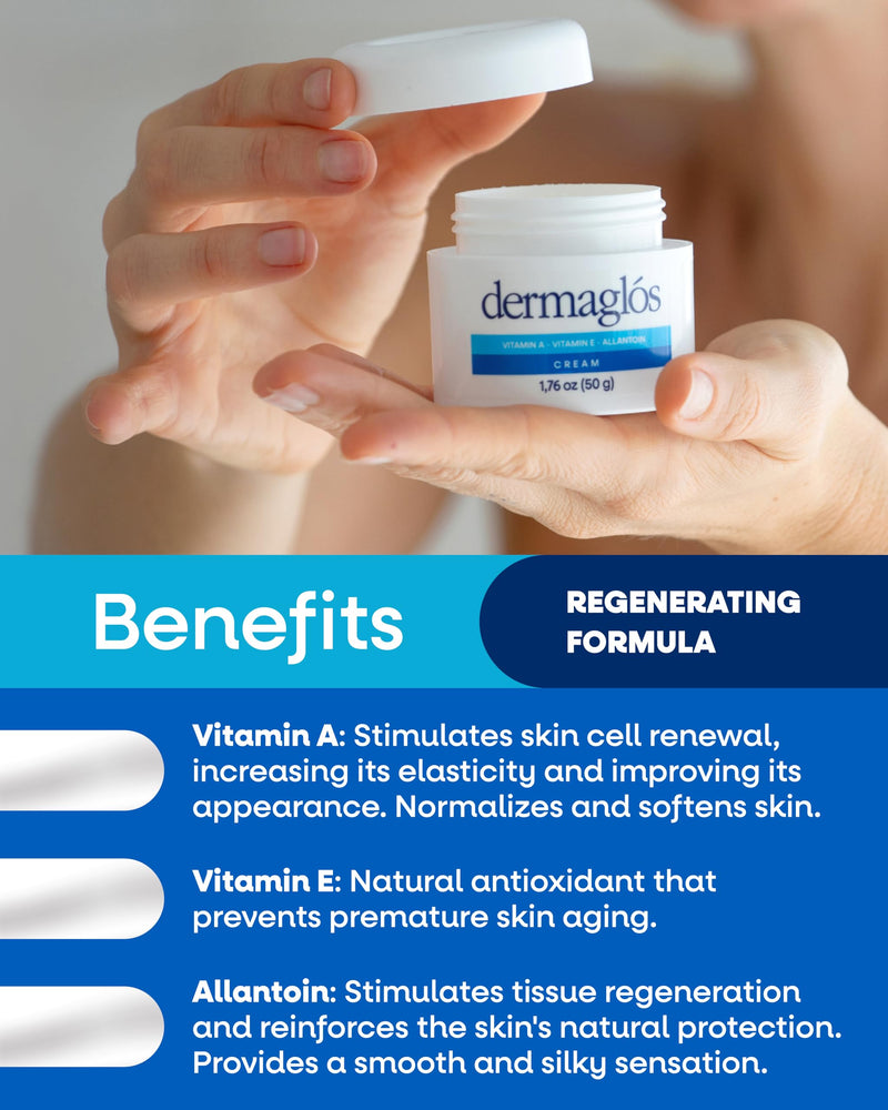 Dermaglós Moisturizing Cream, Stretch Mark Prevention, Scar cream, 1,76 oz | Vitamin A (Retinoids), Vitamin E & Allantoin, Rich Moisturizer for Wrinkles, Tattoo Aftercare, Hydration for Smooth Skin 1.76 Ounce (Pack of 1)