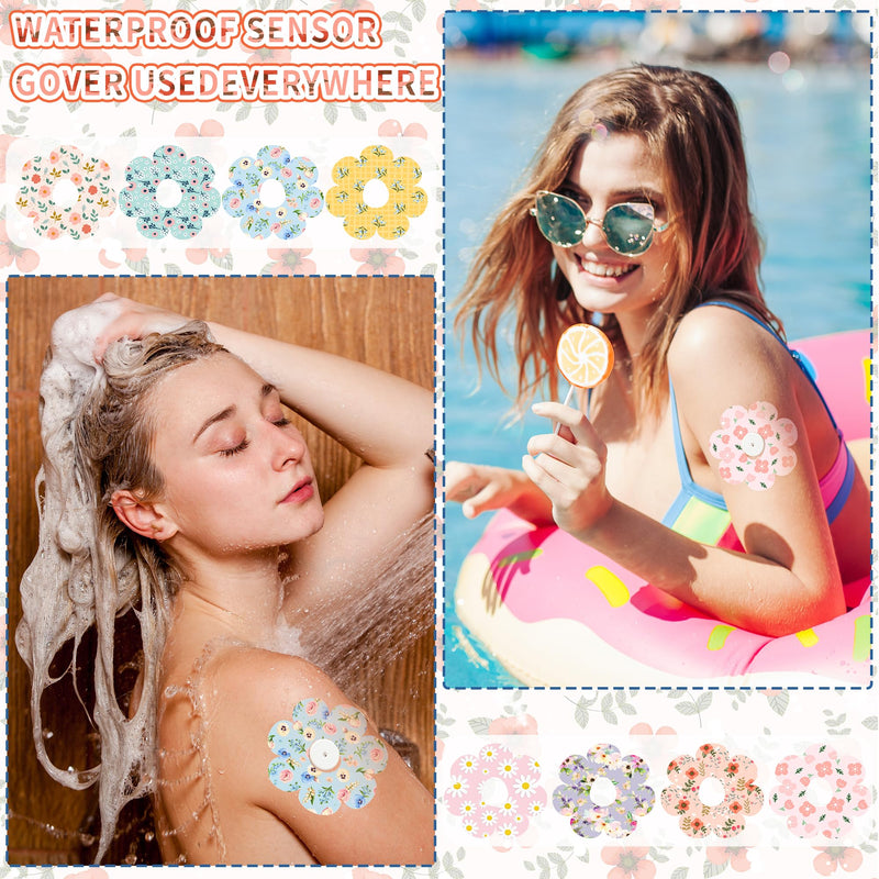 [Australia] - 40 Pack Breathable Sensor Covers Compatible with Dexcom G7 ÔºåFlower Adhesive Patches for Dexcom G7,CGM Tape PatchesÔºåMixed Style Adhesive Tape Stickers, Waterproof Long LastingÔºåPre-Cut Sensor Covers 