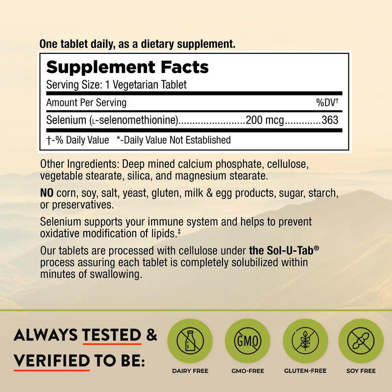 Mt. Angel Vitamins - Selenium 200mcg Capsules – High Absorption Selenomethionine – Thyroid & Immune Support – Vegan, Non-GMO - 60 Veggie Caps – Antioxidant Supplement Made in USA