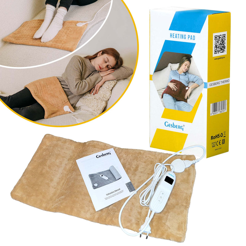 [Australia] - GESBERG heating pad with 9 temperature levels, Turbo Heat, heating pad for the cervical and lumbar spine 30 x 60 cm - Electric heat pad with overheating protection, automatic switch-off, washable 