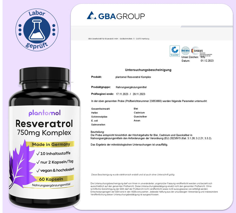 [Australia] - 60 Trans Resveratrol capsules with 750 mg resveratrol high dose with silicon and hyaluronic acid (in 2 capsules) as a resveratrol complex 60 pieces (pack of 1) 