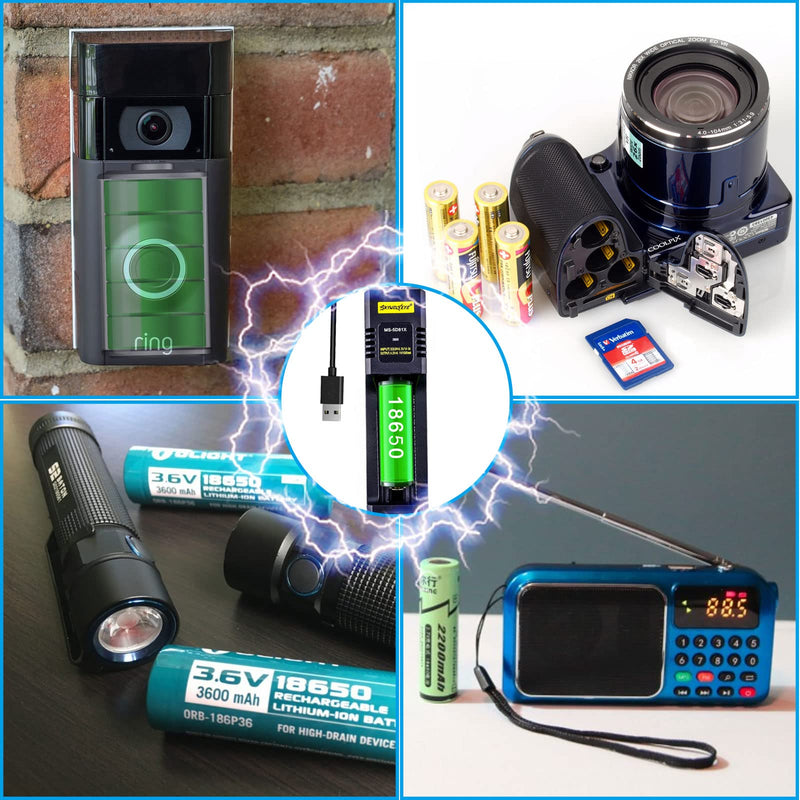 [Australia] - 18650 Battery Charger,Single-Slot Intelligent Battery Charger for 3.7V Li-ion 18650,26650,21700,18500,18350,16650 Rechargeable Battery (not Including Battery Fit 3.7v battery 