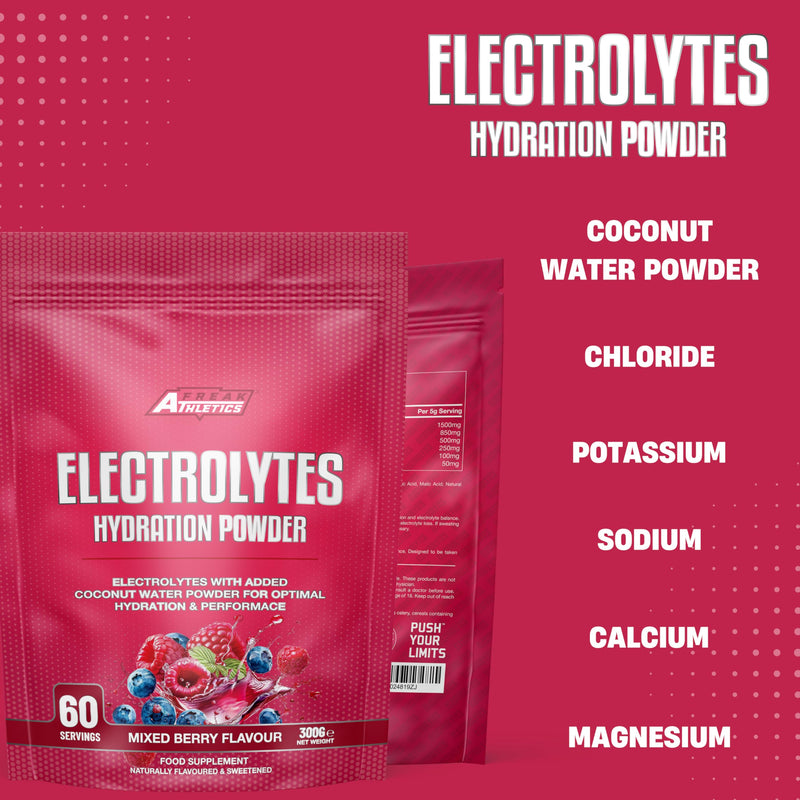 Freak Athletics Electrolytes Powder - 300g Flavoured Electrolytes Naturally Flavoured & Sweetened (300g, Berry)